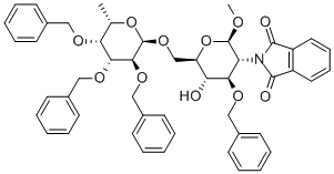 Methyl3-O-benzyl-6-O-(2,3,4-tri-O-benzyl-a-L-fucopyranosyl)-2-deoxy-2-phthalimido-b-D-glucopyranoside Structure