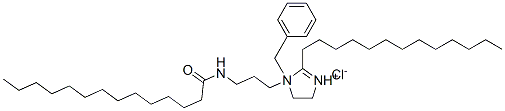 1-benzyl-4,5-dihydro-1-[3-[(1-oxotetradecyl)amino]propyl]-2-tridecyl-1H-imidazolium chloride 구조식 이미지
