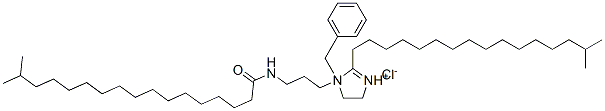 1-benzyl-4,5-dihydro-2-isoheptadecyl-1-[3-[(1-oxoisooctadecyl)amino]propyl]-1H-imidazolium chloride 구조식 이미지