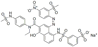 3-[6-[N-Ethyl-N-(p-methylsulfonylaminophenyl)carbamoyl]-5-hydroxy-8-(2-methylsulfonyl-4-nitrophenylazo)-1-naphtylaminosulfonyl]benzenesulfonic acid sodium salt 구조식 이미지