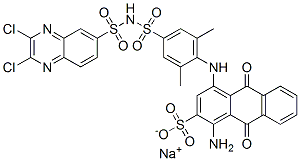 sodium 1-amino-4-[4-[[(2,3-dichloro-6-quinoxalinyl)sulphonyl]sulphamoyl]-2,6-dimethylphenyl]amino-9,10-dihydro-9,10-dioxoanthracene-2-sulphonate 구조식 이미지