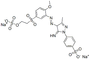 disodium p-[4,5-dihydro-5-imino-4-[[2-methoxy-5-[[2-(sulphonatooxy)ethyl]sulphonyl]phenyl]azo]-3-methyl-1H-pyrazol-1-yl]benzenesulphonate Structure