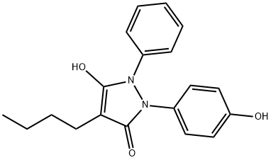 4-Butyl-3-hydroxy-1-(4-hydroxyphenyl)-2-phenyl-3-pyrazolin-5-one Structure