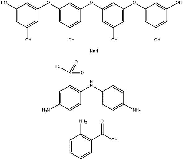 Benzoic acid, 2-amino-, diazotized, coupled with diazotized 5-amino-2-[(4-aminophenyl)amino]benzenesulfonic acid and 5,5'-[oxybis[(5-hydroxy-3,1-phenylene)oxy]]bis[1,3-benzenediol], sodium salt Structure