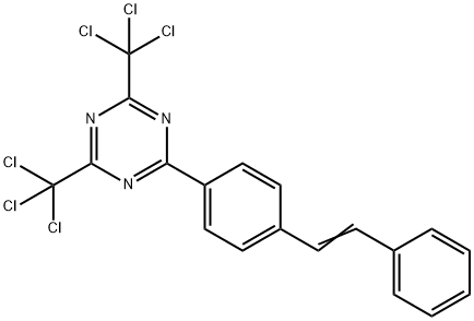 1,3,5-Triazine, 2-[4-(2-phenylethenyl)phenyl]-4,6-bis(trichloromethyl)- Structure