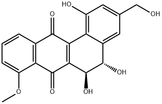 (+)-5,6-Dihydro-1,5,6-trihydroxy-3-(hydroxymethyl)-8-methoxybenzo[a]anthracene-7,12-dione 구조식 이미지