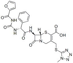 (7R)-7-[[(R)-[[[(2-Furoyl)amino]carbonyl]amino]phenylacetyl]amino]-3-[[(1-methyl-1H-tetrazol-5-yl)thio]methyl]cepham-3-ene-4-carboxylic acid Structure