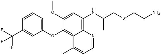 8-((5'-amino-1'-methyl-3'-thiapentyl)amino)-6-methoxy-4-methyl-5-((3-trifluoromethyl)phenoxy)quinoline Structure