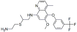 8-((5'-amino-2'-methyl-3'-thiapentyl)amino)-6-methoxy-4-methyl-5-(3-(trifluoromethyl)phenoxy)quinoline Structure