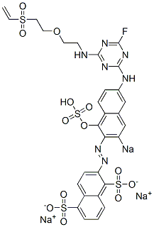 2-[6-[4-Fluoro-6-[2-(2-vinylsulfonylethoxy)ethylamino]-1,3,5-triazin-2-ylamino]-1-hydroxy-3-sodiosulfo-2-naphtylazo]-1,5-naphthalenedisulfonic acid disodium salt 구조식 이미지