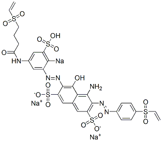 4-Amino-5-hydroxy-6-[2-sodiosulfo-5-(4-vinylsulfonylbutyrylamino)phenylazo]-3-(4-vinylsulfonylphenylazo)-2,7-naphthalenedisulfonic acid disodium salt 구조식 이미지