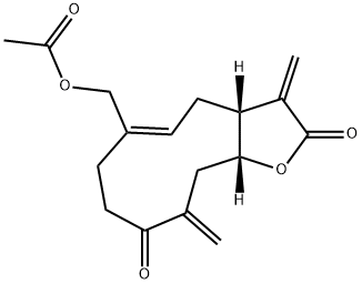 (3aR,5Z,11aR)-6-[(Acetyloxy)methyl]-3a,7,8,10,11,11a-hexahydro-3,10-bis(methylene)cyclodeca[b]furan-2,9(3H,4H)-dione 구조식 이미지