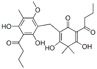 2-[[2,4-Dihydroxy-6-methoxy-5-methyl-3-(1-oxobutyl)phenyl]methyl]-3,5-dihydroxy-4,4-dimethyl-6-(1-oxobutyl)-2,5-cyclohexadien-1-one 구조식 이미지