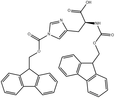N,N'-Bis(9-fluorenylmethyloxycarbonyl)-L-histidine 구조식 이미지