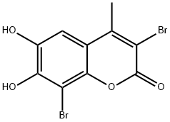 3,8-dibromo-6,7-dihydroxy-4-methyl-2H-chromen-2-one 구조식 이미지