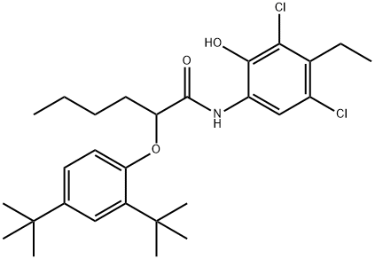 2,4-Dichlor-3-ethyl-6-(2,4-di-tert.-butylphenoxi)-hexanoylamino)-phenol Structure