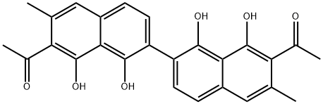 7,7'-Diacetyl-6,6'-dimethyl-2,2'-binaphthalene-1,1',8,8'-tetrol 구조식 이미지