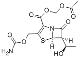 acetyloxymethyl (5R,6R)-3-(carbamoyloxymethyl)-6-(1-hydroxyethyl)-7-oxo-4-thia-1-azabicyclo[3.2.0]hept-2-ene-2-carboxylate Structure