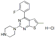 5-(2-fluorophenyl)-8-methyl-3-piperazin-1-yl-9-thia-2,4-diazabicyclo[4.3.0]nona-1,3,5,7-tetraene hydrochloride 구조식 이미지