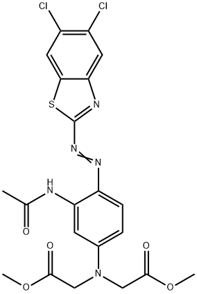 2,2'-[3-아세틸아미노-4-(5,6-디클로로벤조티아졸-2-일라조)페닐이미노]비스(아세트산메틸)에스테르 구조식 이미지