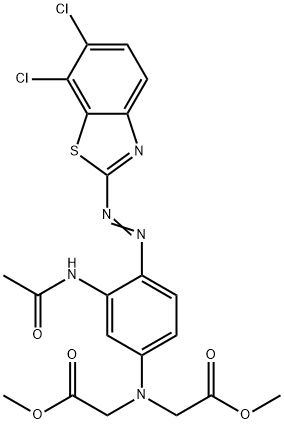 2,2'-[3-Acetylamino-4-(6,7-dichlorobenzothiazol-2-ylazo)phenylimino]bis(acetic acid methyl) ester Structure