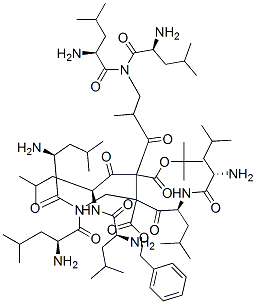 t-butoxycarbonylleucyl-leucyl-leucyl-leucyl-aminoisobutyryl-leucyl-leucyl-leucyl-leucyl-aminoisobutyric acid benzyl ester Structure