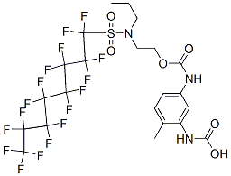 4-Methyl-1,3-benzenedicarbamic acid 1-[2-[N-propyl-N-(heptadecafluorooctyl)sulfonylamino]ethyl] ester Structure