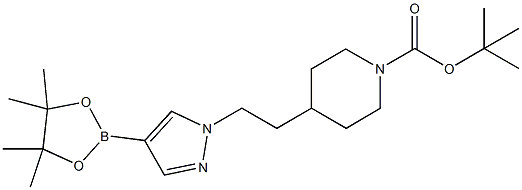 4-{2-[4-(4,4,5,5-Tetramethyl-[1,3,2]dioxaborolan-2-yl)-pyrazol-1-yl]-ethyl}-piperidine-1-carbo Structure