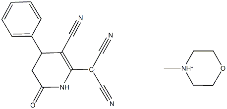 2-(3-CYANO-4-PHENYL-6-OXO-1,4,5,6-TETRAHYDRO-PYRIDIN-2-YL)-MALONONITRILE 4-METHYLMORPHOLINIUM SALT Structure