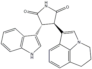 (3R,4R)-3-(5,6-dihydro-4H-pyrrolo[3,2,1-ij]quinolin-1-yl)-4-(1H-indol-3-yl)pyrrolidine-2,5-dione 구조식 이미지