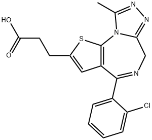 4-(2-Chlorophenyl)-9-methyl-6H-thieno[3,2-f][1,2,4]triazolo[4,3-a][1,4]diazepine-2-propanoic Acid 구조식 이미지