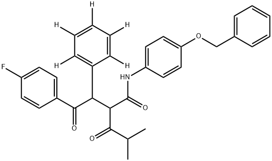 2-[2-(4-Fluorophenyl)-2-oxo-1-phenyl-D5-ethyl]-4-methyl-3-oxo-pentanoic Acid, (4-Benzyloxy-phenyl)-amide 구조식 이미지