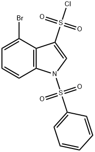 4-브로모-1-페닐설포닐-3-클로로설포닐린돌 구조식 이미지