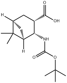 (1R,2R,3S,5R)-(2-TERT-BUTOXYCARBONYLAMINO)-6,6-DIMETHYLBICYCLO[3.1.1]HEPTAN-3-CARBOXYLIC ACID 구조식 이미지