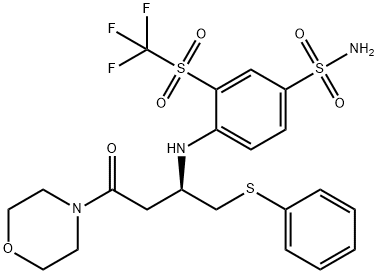 4-[[(1R)-3-(4-Morpholinyl)-3-oxo-1-[(phenylthio)methyl]propyl]amino]-3-trifluoromethylsulfonyl-benzenesulfonamide 구조식 이미지