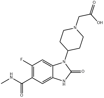 1-Piperidineacetic acid, 4-[6-fluoro-2,3-dihydro-5-[(methylamino)carbonyl]-2-oxo-1H-benzimidazol-1-yl]- 구조식 이미지