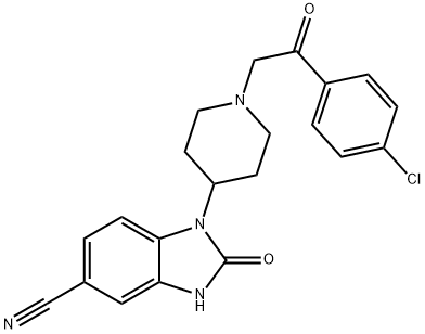 1-(1-(2-(4-chlorophenyl)-2-oxoethyl)piperidin-4-yl)-2-oxo-2,3-dihydro-1H-benzo[d]imidazole-5-carbonitrile Structure