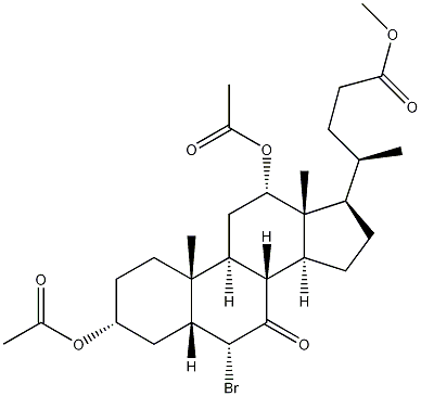 (3alpha,5beta,6alpha,12alpha)-3,12-Bis(acetyloxy)-6-bromo-7-oxocholan-24-oic acid methyl ester Structure