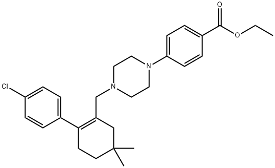4-[4-[[2-(4-Chlorophenyl)-5,5-dimethyl-1-cyclohexen-1-yl]methyl]-1-piperazinyl]benzoic Acid Ethyl Ester 구조식 이미지