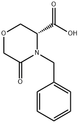 (R)-4-Benzyl-5-oxo-3-morpholinecarboxylic Acid 구조식 이미지
