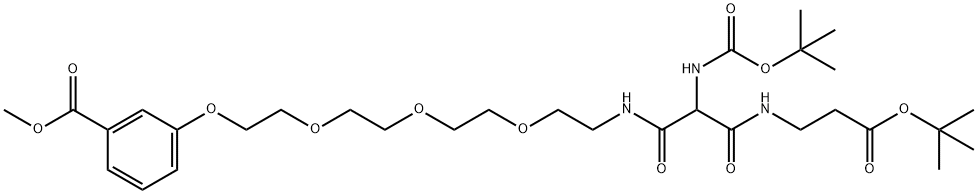 tert-Butyl 14-(N-Boc-amino)-1-[3-(methoxycarbonyl)phenoxy]-13,15-dioxo-3,6,9-trioxa- 12,16-diazanonadecan-19-oate Structure