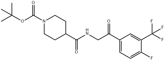 tert-butyl 4-(2-(4-fluoro-3-(trifluoromethyl)phenyl)-2-oxoethylcarbamoyl)piperidine-1-carboxylate 구조식 이미지