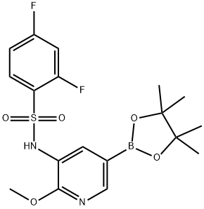2,4-difluoro-N-(2-methoxy-5-(4,4,5,5-tetramethyl-1,3,2-dioxaborolan-2-yl)pyridin-3-yl)benzenesulfonamide 구조식 이미지