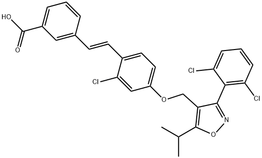 (E)-3-(2-chloro-4-((3-(2,6-dichlorophenyl)-5-isopropylisoxazol-4-yl)methoxy)styryl)benzoic acid 구조식 이미지