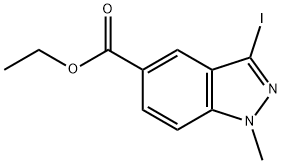 에틸3-요오도-1-메틸-1H-인다졸-5-카르복실레이트 구조식 이미지