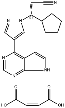 (betaR)-beta-Cyclopentyl-4-(7H-pyrrolo[2,3-d]pyrimidin-4-yl)-1H-pyrazole-1-propanenitrile (2Z)-2-butenedioate Structure