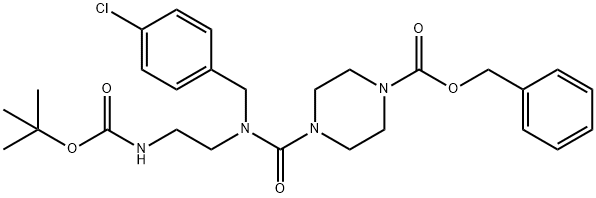 benzyl 4-((2-(tert-butoxycarbonylamino)ethyl)(4-chlorobenzyl)carbamoyl)piperazine-1-carboxylate Structure