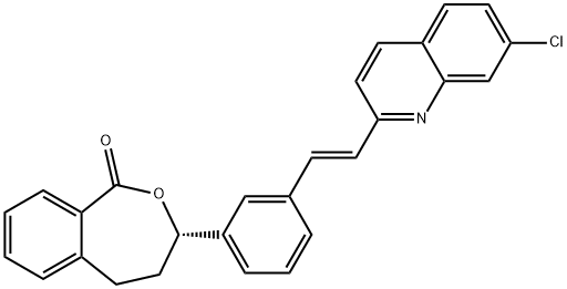 (3S)-3-[3-[(1E)-2-(7-Chloro-2-quinolinyl)ethenyl]phenyl]-4,5-dihydro-2-benzoxepin-1(3H)-one 구조식 이미지