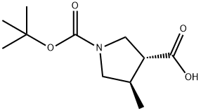 (3R,4R)-1-(tert-butoxycarbonyl)-4-methylpyrrolidine-3-carboxylic acid Structure