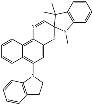 Spiro(2H-indole-2,3'-(3H)naphth(2,1-B)(1,4)oxazine), 6'-(2,3-dihydro-1H-indol-1-yl)-1,3-dihydro-1,3,3-trimethyl- 구조식 이미지